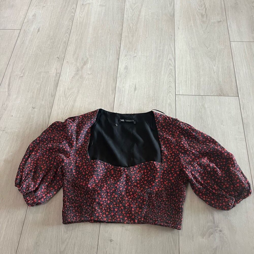 Zara Floral Puff Sleeve Top size M - Picture 1 of 8
